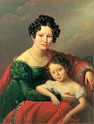 unknown artist Portrait of young woman with her child- Countess of Dyhrn with her child oil on canvas